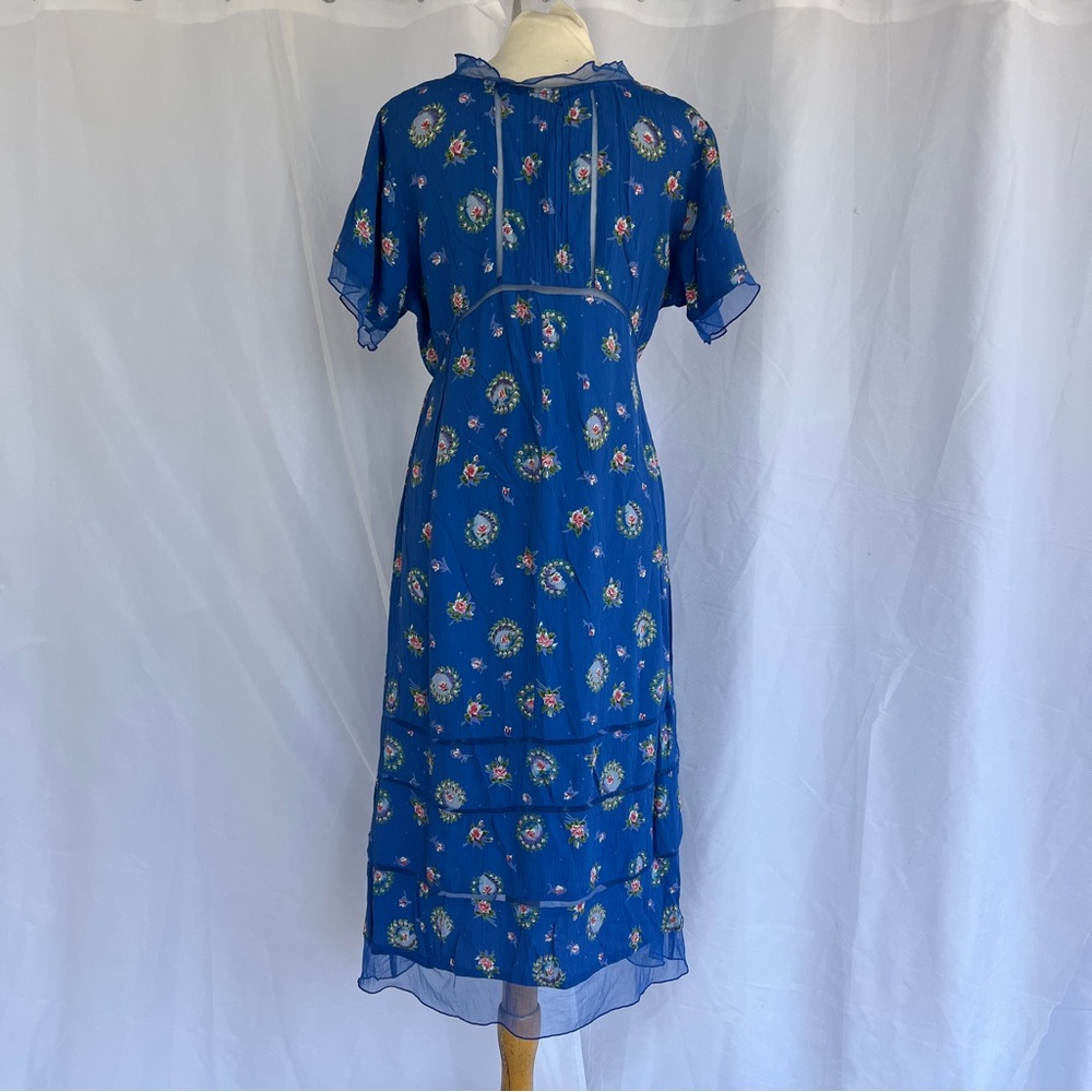 Vintage 90s April Cornell blue floral rayon dress NWT medium - Picture 9 of 17